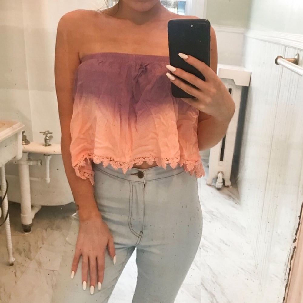 Pink ombré tie dye tube crop top small ✨ tobi